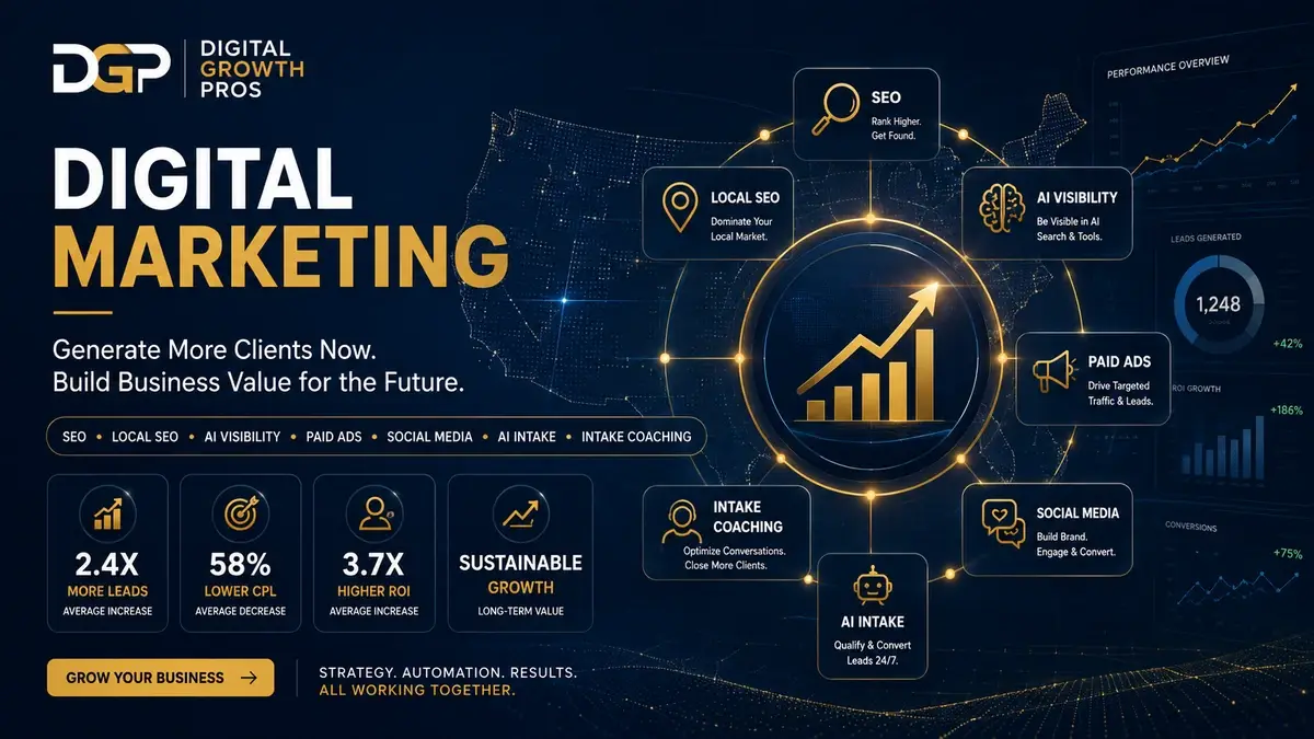 Digital marketing strategy using SEO, paid ads, AI visibility, and local SEO to generate more clients
